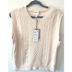 Joanie NWT Vintage British Style Cable Knit Ivory Sweater Vest SZ S